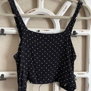 Audrey 3+1 Black & White Mini Dots Crop Top & Wide Leg Elastic Pants Set